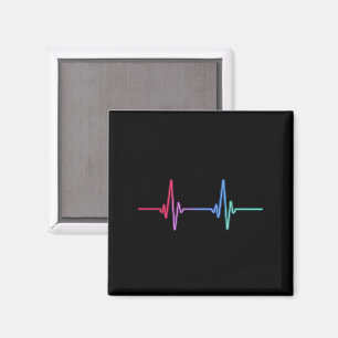 Heartbeat Rainbow Pride LGBTQ Ally Magnet