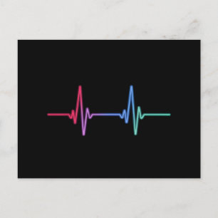 Heartbeat Rainbow Pride LGBTQ Ally Postcard