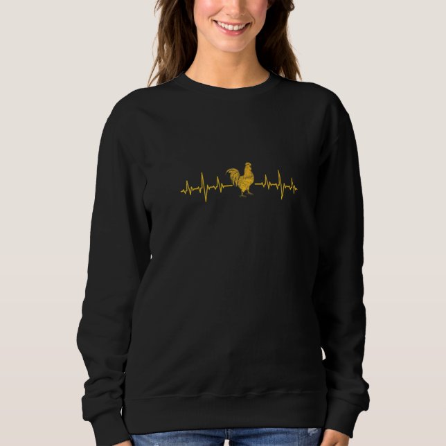 Heartbeat Rooster Chicken Hen Sweatshirt (Front)