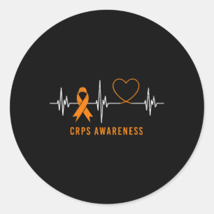 Heartbeat RSD CRPS Awareness Month Orange Ribbon S Classic Round Sticker