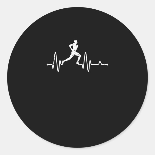 Heartbeat running pulse runner funny track and fie classic round sticker (Front)