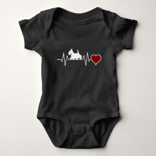 Heartbeat Scottish Terrier Scottie Dog Lovers gift Baby Bodysuit