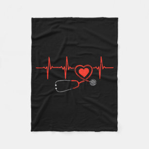 Heartbeat Scrub Valentine Nurse Valentines Day Rn  Fleece Blanket