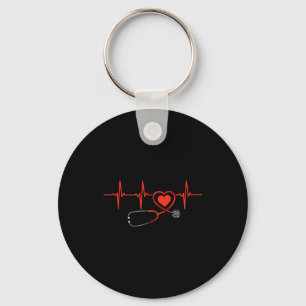 Heartbeat Scrub Valentine Nurse Valentines Day Rn Keychain