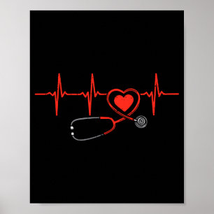 Heartbeat Scrub Valentine Nurse Valentines Day Rn Poster