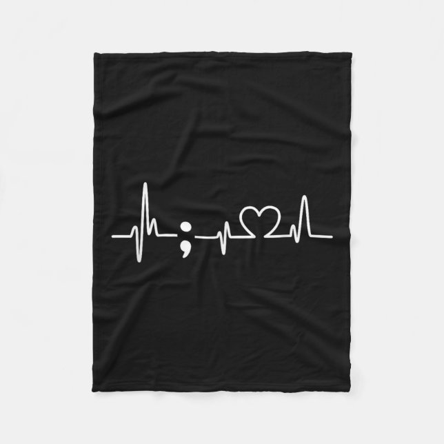 Heartbeat Semicolon - Suicide Prevention Awareness Fleece Blanket (Front)