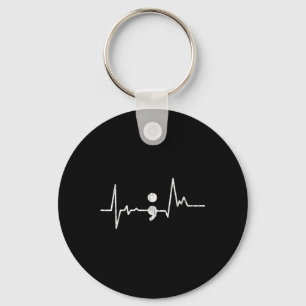 Heartbeat Semicolon Suicide Prevention Awareness G Keychain