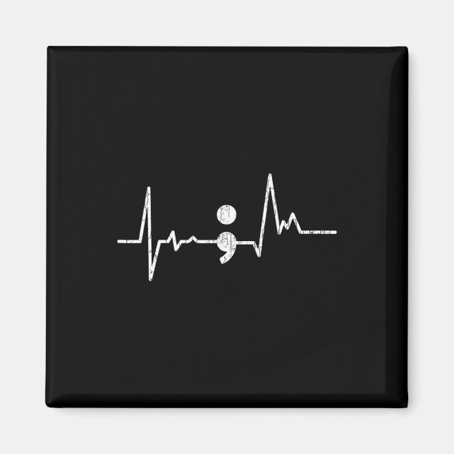 Heartbeat Semicolon Suicide Prevention Awareness G Magnet (Front)