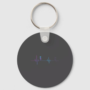 Heartbeat Semicolon Suicide Prevention Awareness  Keychain