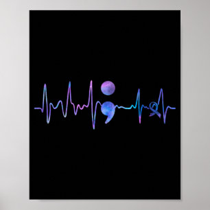 Heartbeat Semicolon Suicide Prevention Awareness Poster