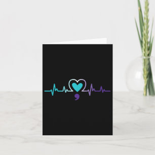 Heartbeat Semicolon Suicide Prevention Mental Awar Card