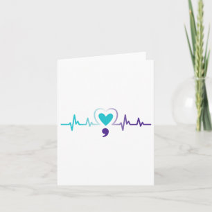 Heartbeat Semicolon Suicide Prevention Mental Awar Card