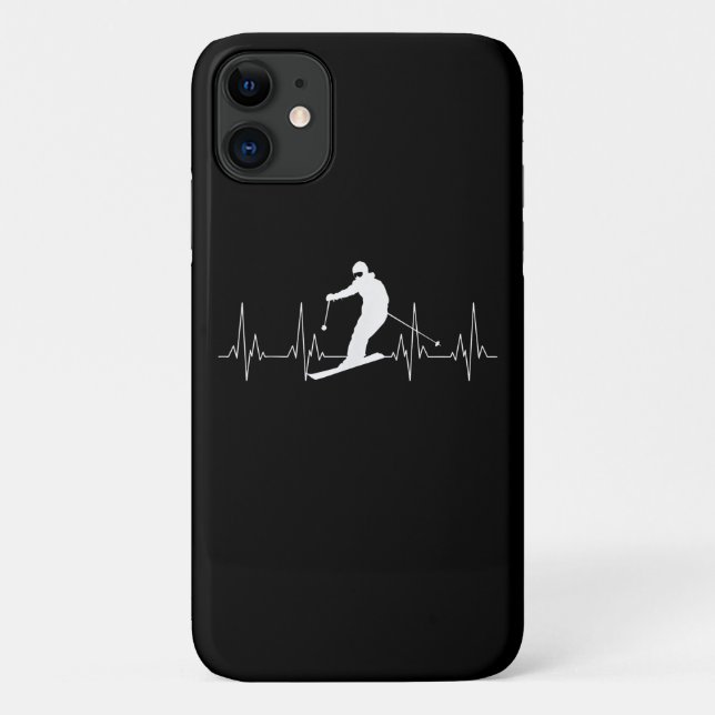 Heartbeat Skiing Gift For Skiers Case-Mate iPhone Case (Back)