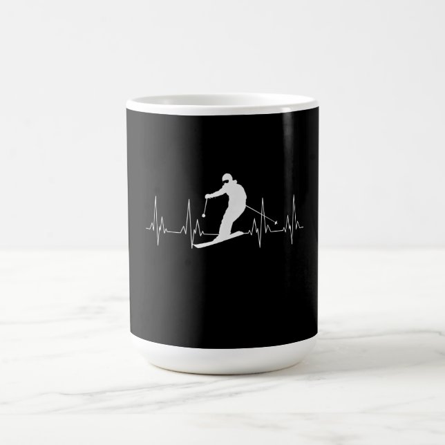 Heartbeat Skiing Gift For Skiers Coffee Mug (Center)