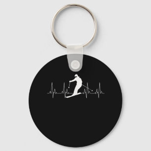 Heartbeat Skiing Gift For Skiers Keychain