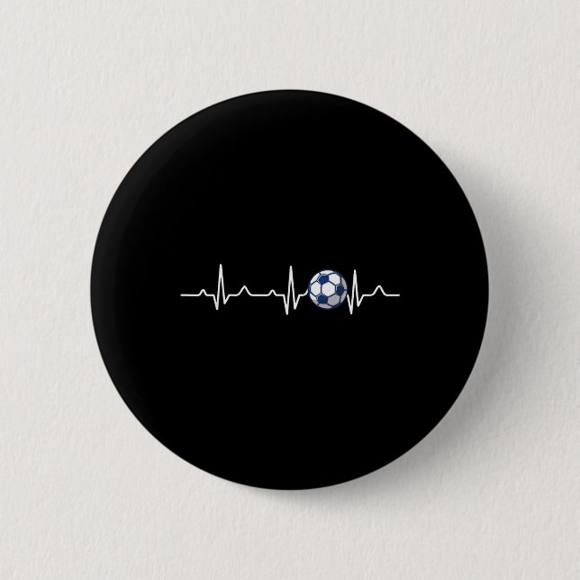 Heartbeat Soccer Lover Gift  2 Inch Round Button (Front)