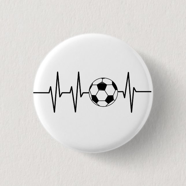 Heartbeat Soccer | Soccer Ball Fan | Football  1 Inch Round Button (Front)