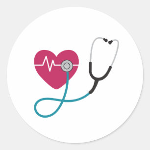 Heartbeat Stethoscope Classic Round Sticker