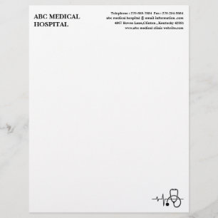 Heartbeat Stethoscope Hospital Clinic Doctor Letterhead