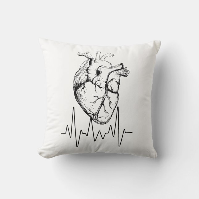 Heartbeat Throw Pillow (Front)