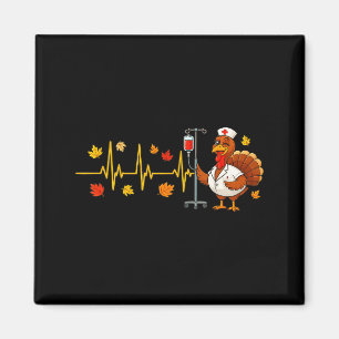 Heartbeat Turkey Funny Nurse Thanksgiving Fall Des Magnet