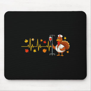 Heartbeat Turkey Funny Nurse Thanksgiving Fall Des Mouse Pad