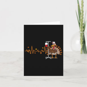 Heartbeat Turkey Nurse Thanksgiving Scrub Top Fall Card