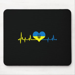 Heartbeat Ukraine Flag I Stand With Ukraine Mouse Pad