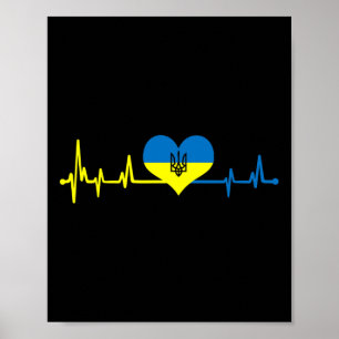 Heartbeat Ukraine Flag I Stand With Ukraine  Poster