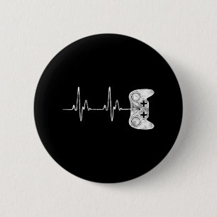 Heartbeat Video Game Lover Shirt 2 Inch Round Button