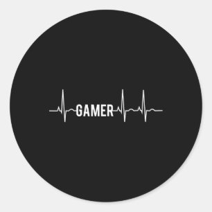 Heartbeat Video Games Lover Classic Round Sticker