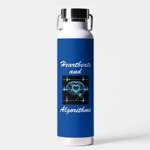 “Heartbeats and Algorithms” futuristic love Water Bottle