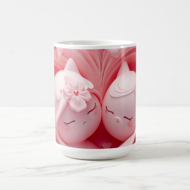 Heartbound Cats in Pastel Pink Coffee Mug (Center)