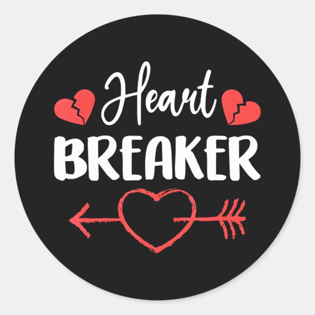 Heartbreaker Heart Breaker Valentine's Day Classic Round Sticker (Front)