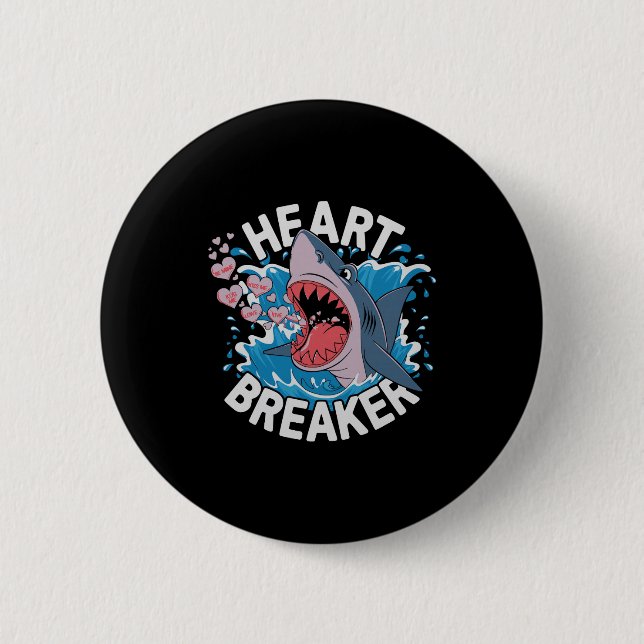 Heartbreaker Shark Cute Funny Love Design For Vale 2 Inch Round Button (Front)