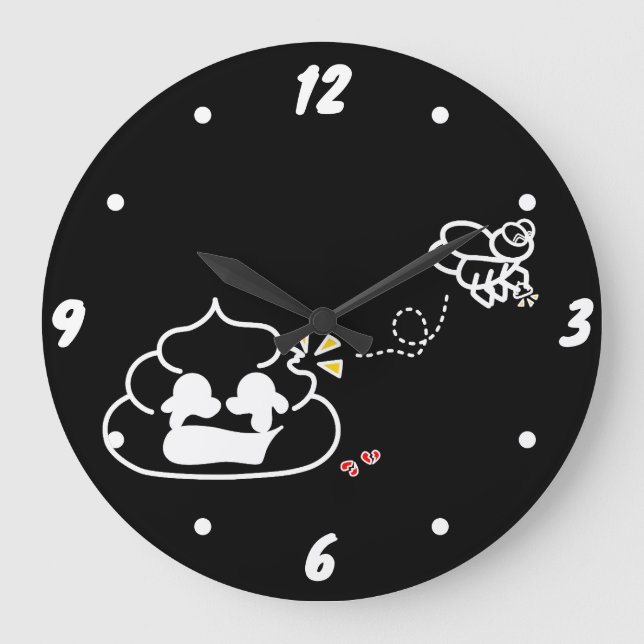 Heartbroken Poop - Brootsch the PooPoo Large Clock (Front)