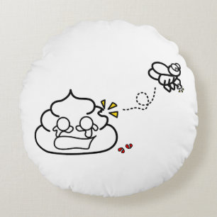 Heartbroken Poop - Brootsch the PooPoo Round Pillow