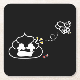 Heartbroken Poop - Brootsch the PooPoo Square Paper Coaster