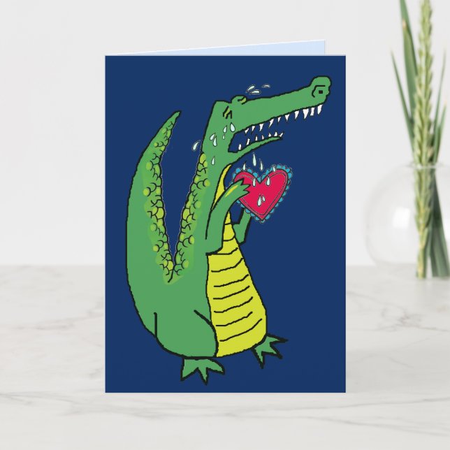 Heartbroken Whimsical Alligator Custom Text Card (Front)