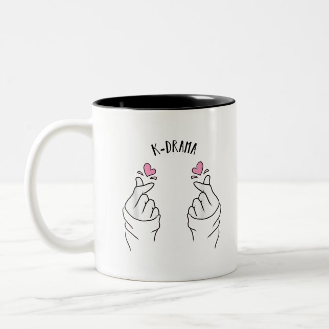 Hearteu Heart Finger K-Drama T-Shirt Korean Music Two-Tone Coffee Mug (Left)