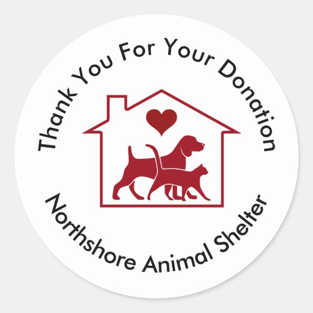 Heartfelt Animal Shelter Donation Thank You Classic Round Sticker (Front)