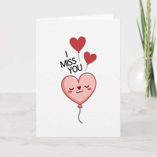 Heartfelt Balloon Miss You Card (Front)