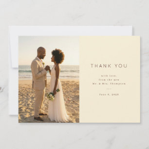Heartfelt Beige Beach Photo Thank You Card