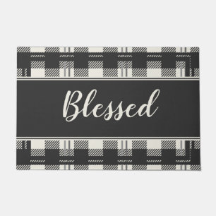 Heartfelt Blessed Buffalo Plaid Doormat Design