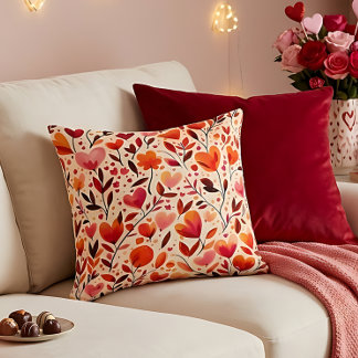 Heartfelt Blooms: Valentine's Day Throw Pillow