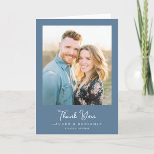Heartfelt Blue Modern Photo Thank You Card