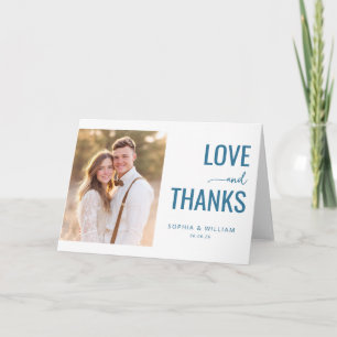 Heartfelt Blue Romantic Photo Collage Thank You Card