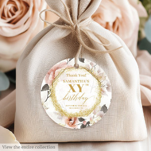 Heartfelt Blush Ivory Gold Birthday Thank You Tags