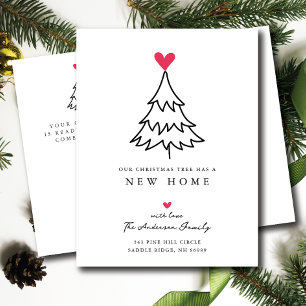 Heartfelt Christmas Tree New Home Moving  Announcement Postcard