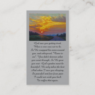 Heartfelt Condolences Sunrise Purple Red Prayer Business Card